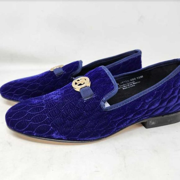 Men\'s 10 Stacy Adams Valet blue velour bit slip on loafers shoes